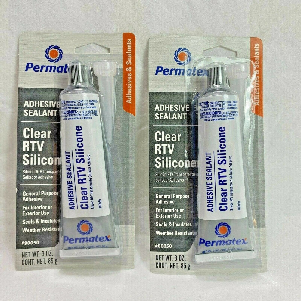 2 Pack Permatex Clear RTV Adhesive Sealant 3 oz Tubes #80050 NIB